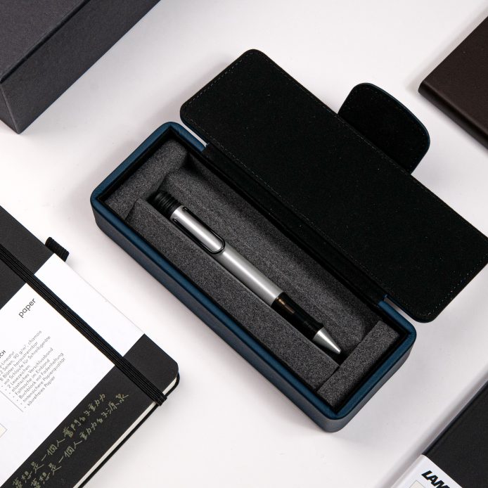 LAMY AL star 恆星系列 獨家限量 原子筆 皮革筆盒 - 225 銀黑 (特別版-湛藍皮革筆盒)
