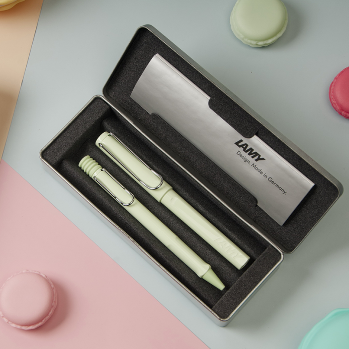 LAMY SAFARI 狩獵者系列 限量 薄荷綠 原子筆+ 薄荷綠 鋼珠筆 鐵盒組