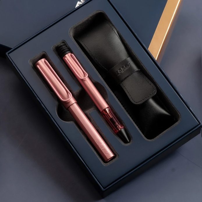 LAMY 鋼珠筆+原子筆 / 雙入筆套禮盒 - AL-STAR恆星系列- 火鶴紅色